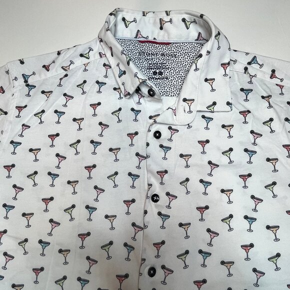 Stone Rose Margarita Graphic Print Short Sleeve Button Up Shirt SZ XL TG Polo - Picture 5 of 16